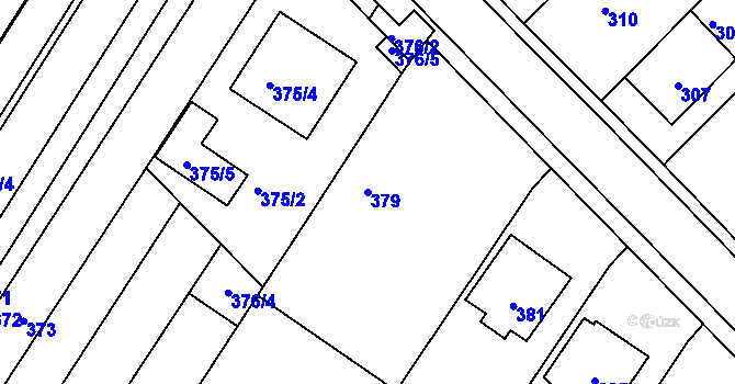 Parcela st. 379 v KÚ Fryšták, Katastrální mapa