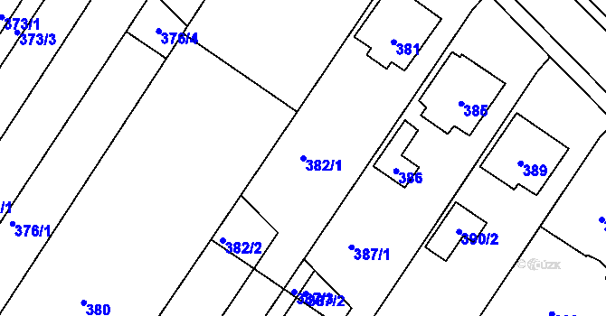 Parcela st. 382/1 v KÚ Fryšták, Katastrální mapa