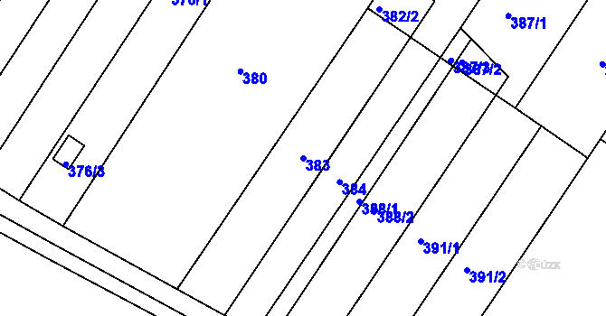 Parcela st. 383 v KÚ Fryšták, Katastrální mapa