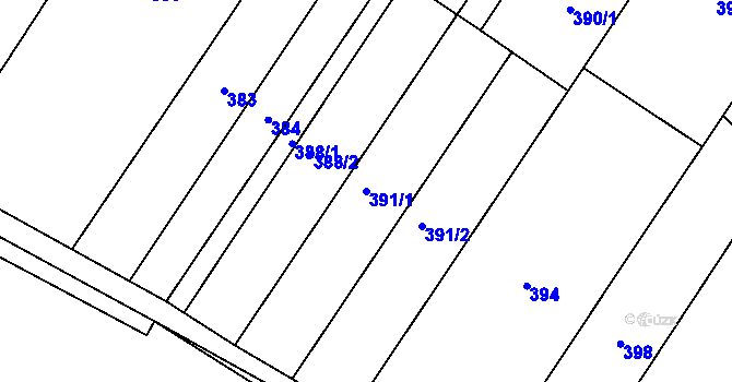 Parcela st. 391/1 v KÚ Fryšták, Katastrální mapa