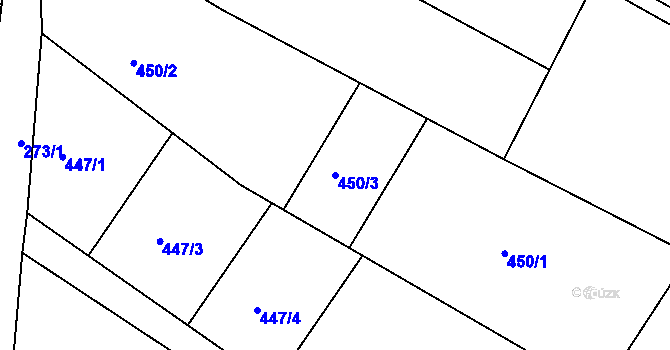 Parcela st. 450/3 v KÚ Fryšták, Katastrální mapa