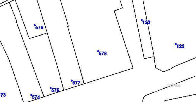 Parcela st. 578 v KÚ Fryšták, Katastrální mapa