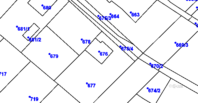 Parcela st. 676 v KÚ Fryšták, Katastrální mapa