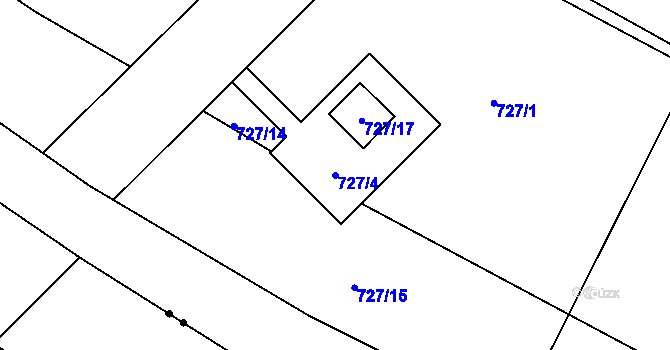 Parcela st. 727/4 v KÚ Fryšták, Katastrální mapa