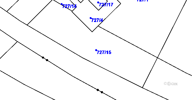 Parcela st. 727/15 v KÚ Fryšták, Katastrální mapa