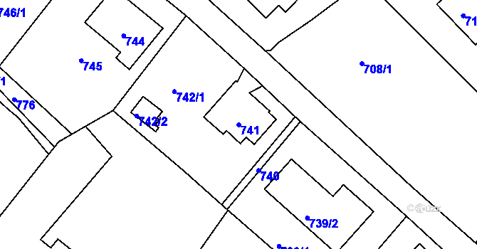 Parcela st. 741 v KÚ Fryšták, Katastrální mapa