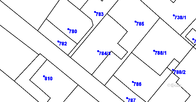 Parcela st. 784/1 v KÚ Fryšták, Katastrální mapa