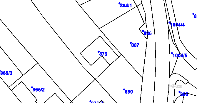 Parcela st. 879 v KÚ Fryšták, Katastrální mapa