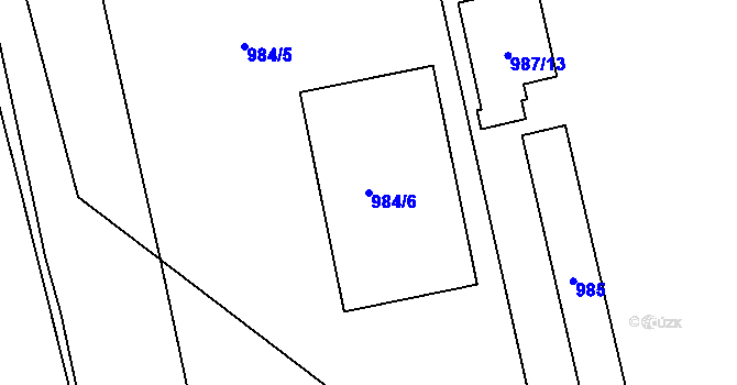 Parcela st. 984/6 v KÚ Fryšták, Katastrální mapa