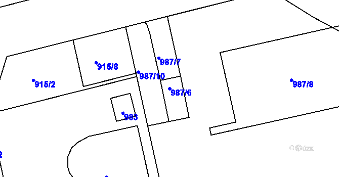 Parcela st. 987/6 v KÚ Fryšták, Katastrální mapa