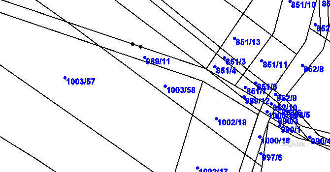 Parcela st. 1003/58 v KÚ Fryšták, Katastrální mapa