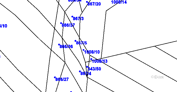 Parcela st. 1008/12 v KÚ Fryšták, Katastrální mapa