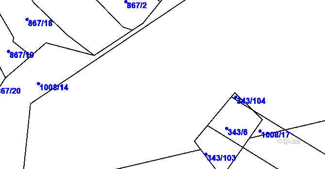 Parcela st. 1008/16 v KÚ Fryšták, Katastrální mapa
