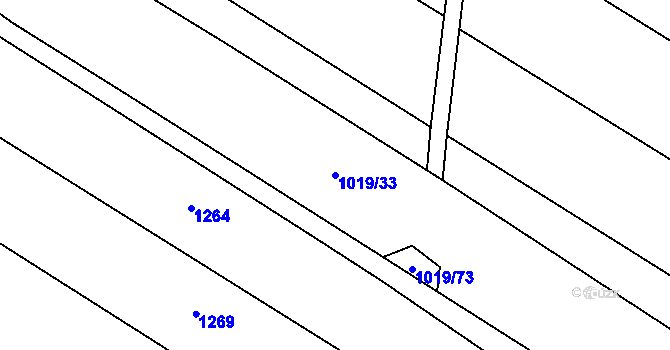 Parcela st. 1019/33 v KÚ Fryšták, Katastrální mapa