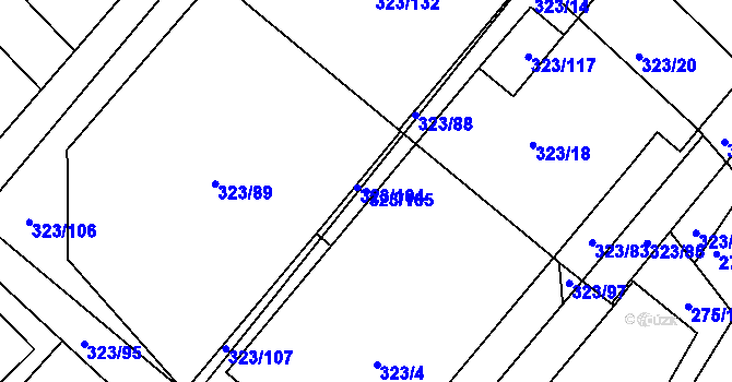 Parcela st. 323/105 v KÚ Fryšták, Katastrální mapa