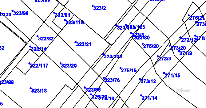 Parcela st. 323/108 v KÚ Fryšták, Katastrální mapa