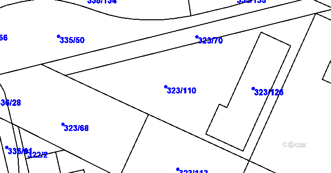 Parcela st. 323/110 v KÚ Fryšták, Katastrální mapa