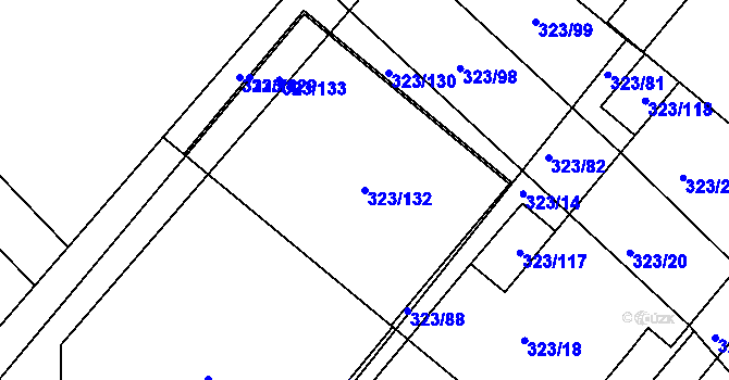 Parcela st. 323/132 v KÚ Fryšták, Katastrální mapa