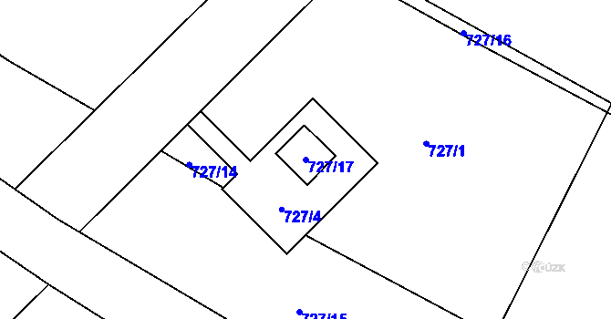 Parcela st. 727/17 v KÚ Fryšták, Katastrální mapa