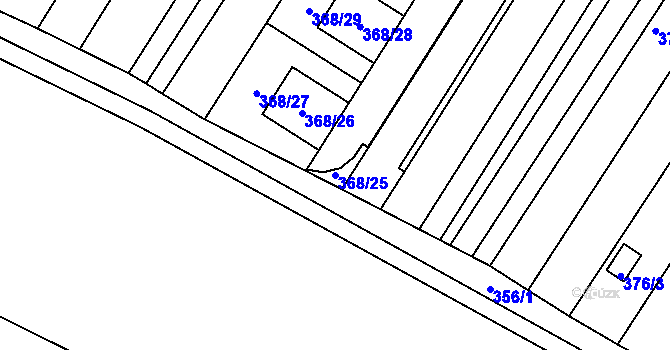 Parcela st. 368/25 v KÚ Fryšták, Katastrální mapa