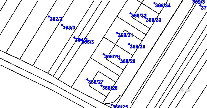 Parcela st. 368/29 v KÚ Fryšták, Katastrální mapa
