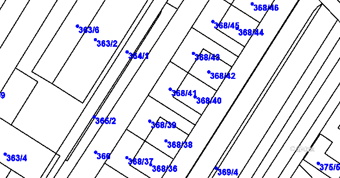 Parcela st. 368/41 v KÚ Fryšták, Katastrální mapa