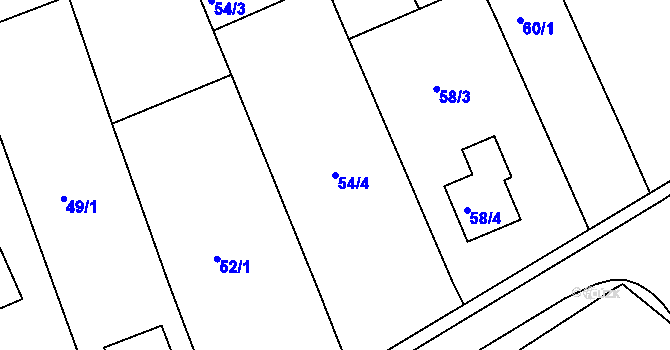 Parcela st. 54/4 v KÚ Fryšták, Katastrální mapa