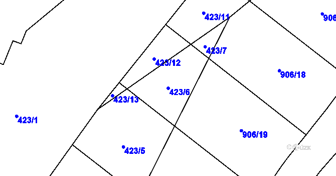 Parcela st. 423/6 v KÚ Horní Ves u Fryštáku, Katastrální mapa