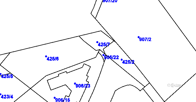 Parcela st. 423/8 v KÚ Horní Ves u Fryštáku, Katastrální mapa