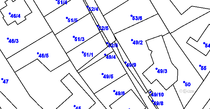 Parcela st. 49/4 v KÚ Horní Ves u Fryštáku, Katastrální mapa
