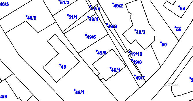 Parcela st. 49/6 v KÚ Horní Ves u Fryštáku, Katastrální mapa