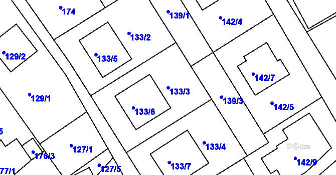 Parcela st. 133/3 v KÚ Horní Ves u Fryštáku, Katastrální mapa