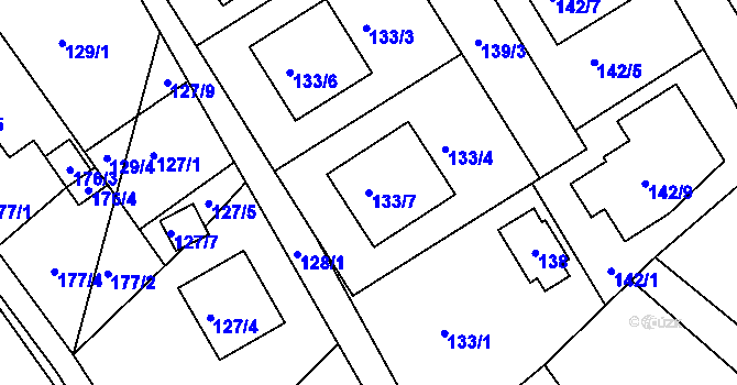 Parcela st. 133/7 v KÚ Horní Ves u Fryštáku, Katastrální mapa