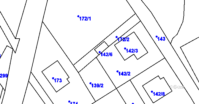 Parcela st. 142/6 v KÚ Horní Ves u Fryštáku, Katastrální mapa