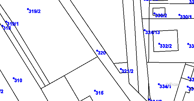 Parcela st. 320 v KÚ Horní Ves u Fryštáku, Katastrální mapa