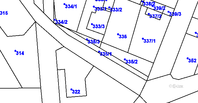 Parcela st. 335/1 v KÚ Horní Ves u Fryštáku, Katastrální mapa