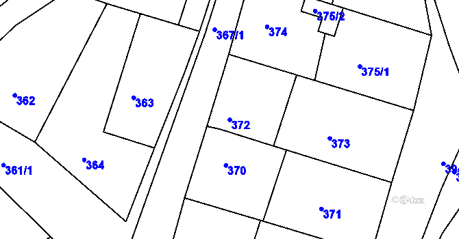 Parcela st. 372 v KÚ Horní Ves u Fryštáku, Katastrální mapa