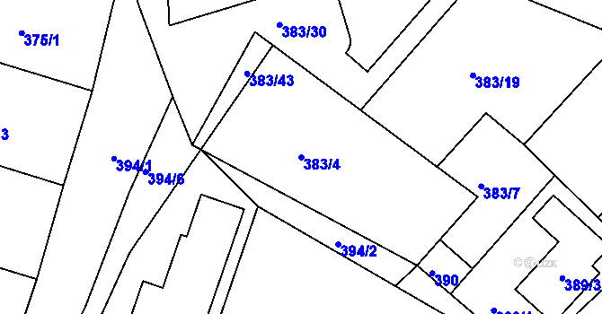 Parcela st. 383/4 v KÚ Horní Ves u Fryštáku, Katastrální mapa