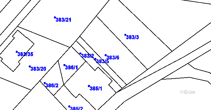 Parcela st. 383/6 v KÚ Horní Ves u Fryštáku, Katastrální mapa