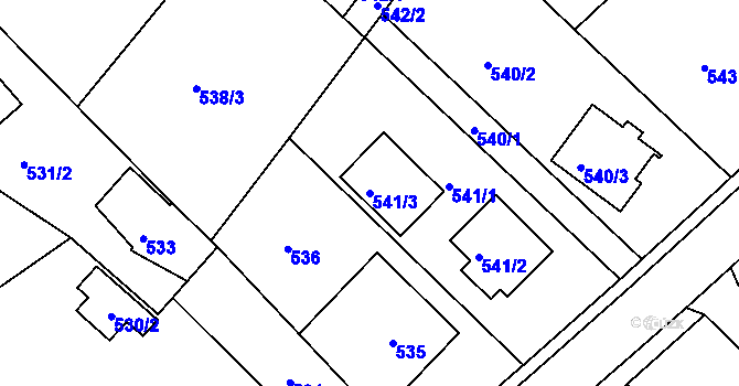 Parcela st. 541/3 v KÚ Horní Ves u Fryštáku, Katastrální mapa