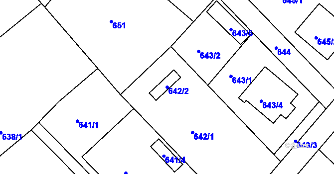 Parcela st. 642/2 v KÚ Horní Ves u Fryštáku, Katastrální mapa