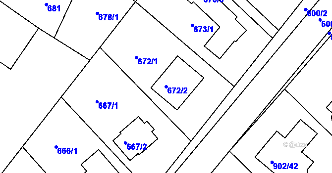 Parcela st. 672/2 v KÚ Horní Ves u Fryštáku, Katastrální mapa