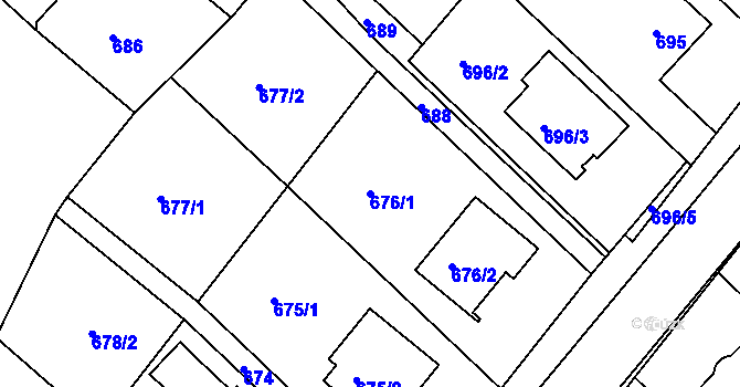 Parcela st. 676/1 v KÚ Horní Ves u Fryštáku, Katastrální mapa