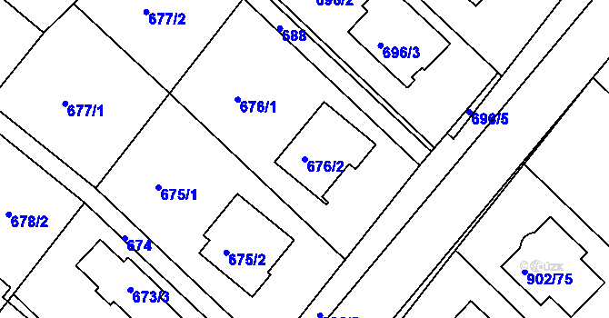 Parcela st. 676/2 v KÚ Horní Ves u Fryštáku, Katastrální mapa