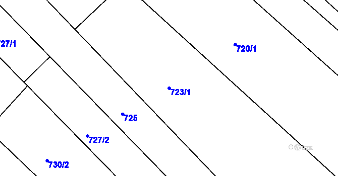 Parcela st. 723/1 v KÚ Horní Ves u Fryštáku, Katastrální mapa