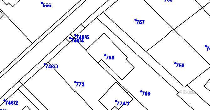 Parcela st. 768 v KÚ Horní Ves u Fryštáku, Katastrální mapa