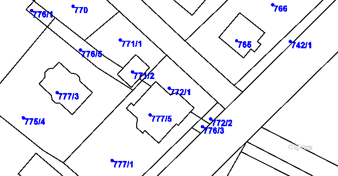 Parcela st. 772/1 v KÚ Horní Ves u Fryštáku, Katastrální mapa