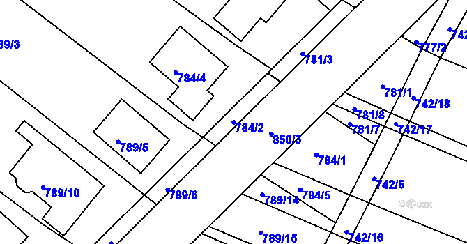 Parcela st. 784/2 v KÚ Horní Ves u Fryštáku, Katastrální mapa