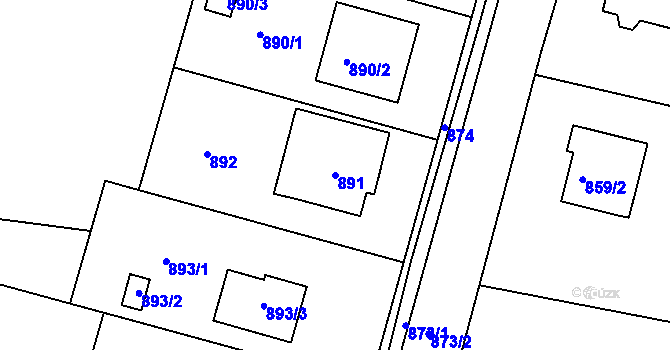 Parcela st. 891 v KÚ Horní Ves u Fryštáku, Katastrální mapa