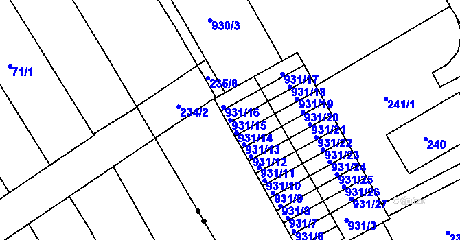 Parcela st. 931/15 v KÚ Horní Ves u Fryštáku, Katastrální mapa